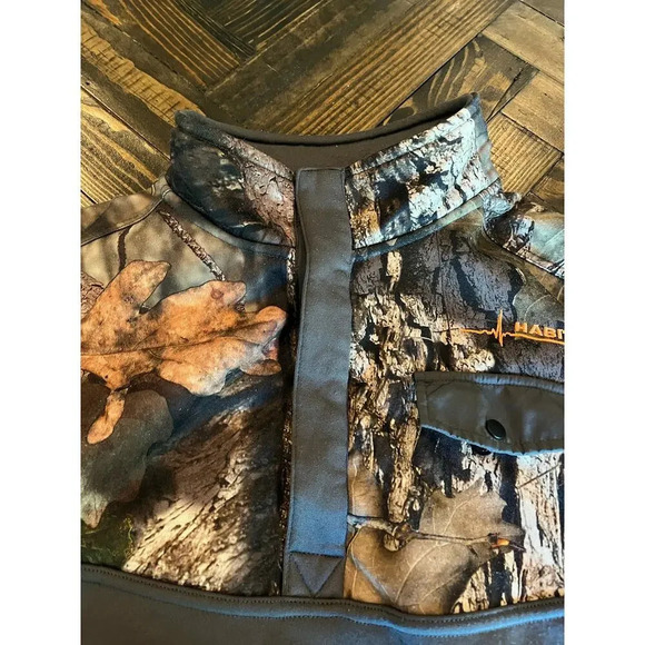 Habit Men’s Medium Gray Camo Button Pull Over Country Western Hunting Fishing - Picture 9 of 16